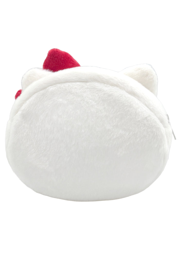 Sanrio Hello Kitty 70s Series Plush Red Cosmetic Bag in red with retro 70s Hello Kitty plush design on rave festival makeup bag — back view