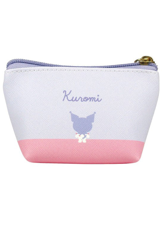 Sanrio Kuromi Big Face Mini Coin Pouch in purple with full-front Kuromi face on soft plush mini coin pouch — back view
