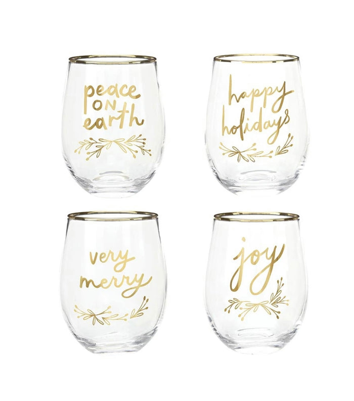 Santa Barbara Boxed Wine Glass Set Very Merry