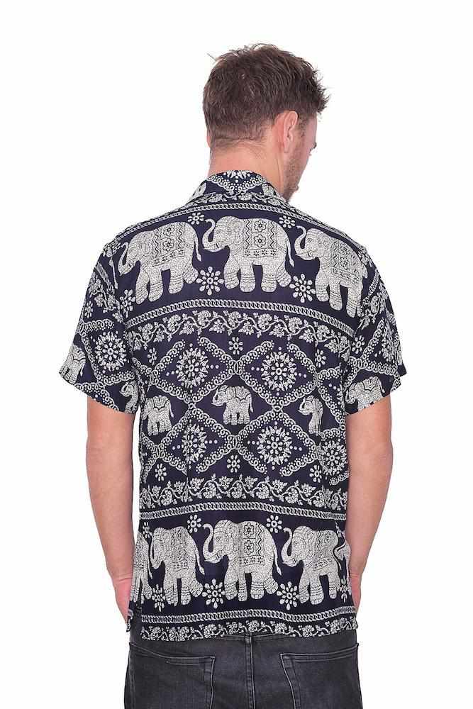 Short Sleeve Elephant Print Aloha shirt - Lannaclothesdesign Shop