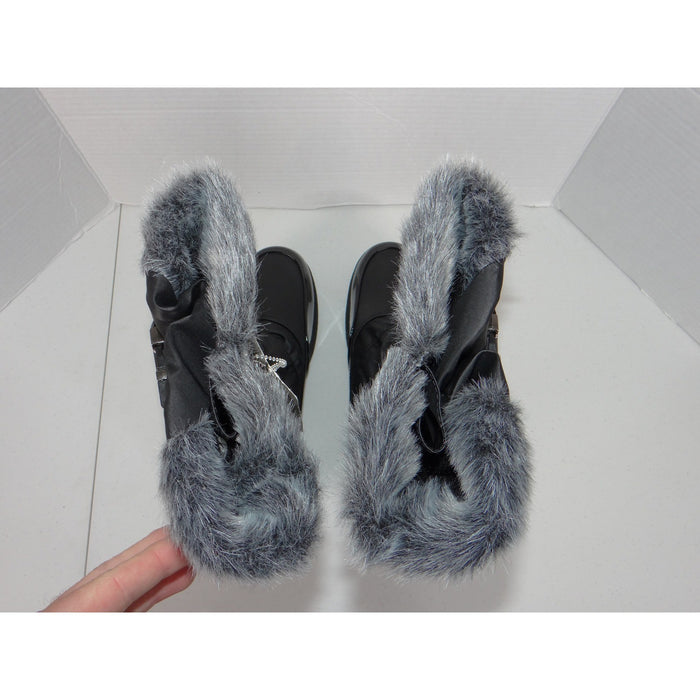 Sporto Eco System Womens Black Quilted Faux Fur Trim Winter Boots Size 10 NEW7