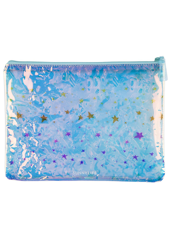 SunnyLife Stardust See Thru Pouch in iridescent blue multi — back view