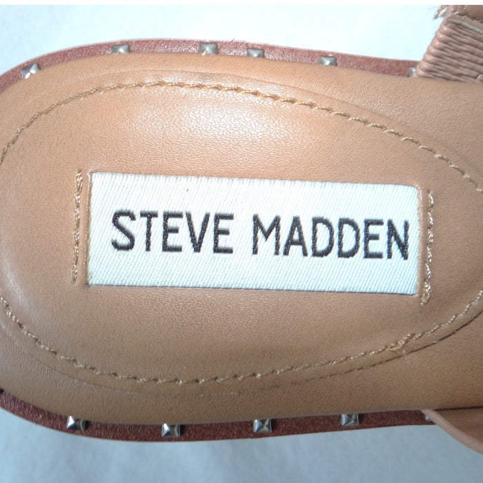 Steve Madden Henrietta Tan Studded Wedge Sandals 8.5M7