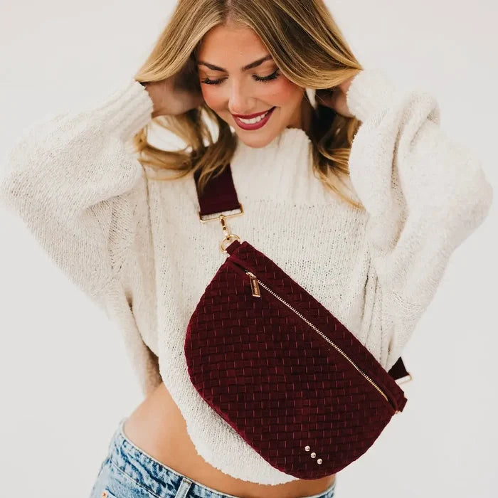 Suede Burgundy Westlyn Woven Bum Bag