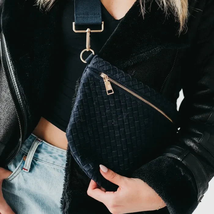 Suede Navy Westlyn Woven Bum Bag