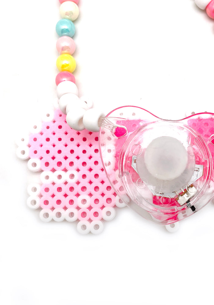 LASR Sweet Candy Light Up Pacifier Rave Kandi Necklace — detail view