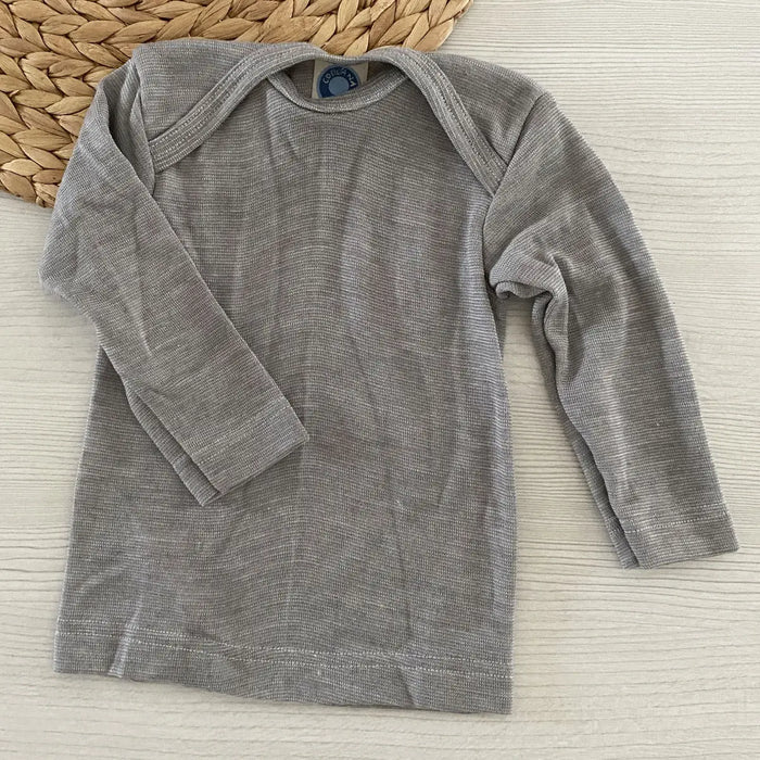 Tee-shirt manches longues en laine et soie Cosilana - Gris chiné