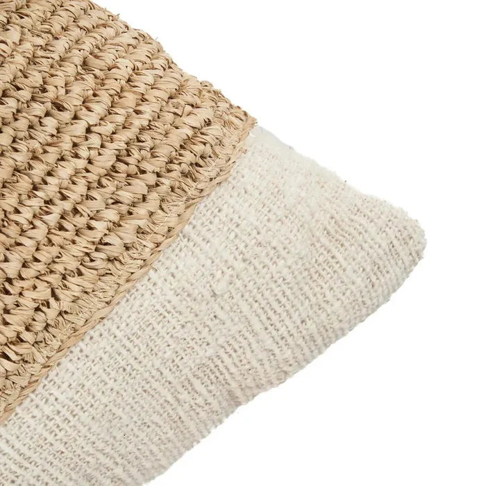 THE RAFFIA STAMP CUSHION COVER NATURAL