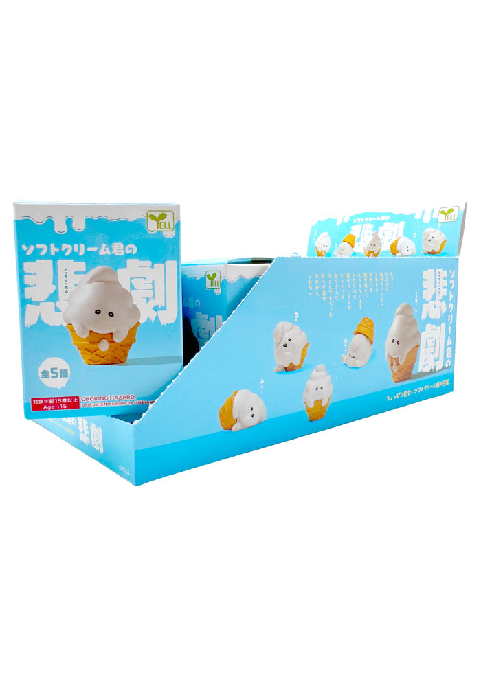 Yell Japan Tragedy of Soft Cream-Kun Figurine Blind Box in multi — single blind box with surprise melting ice cream kawaii figurine imported from Japan — box detail view