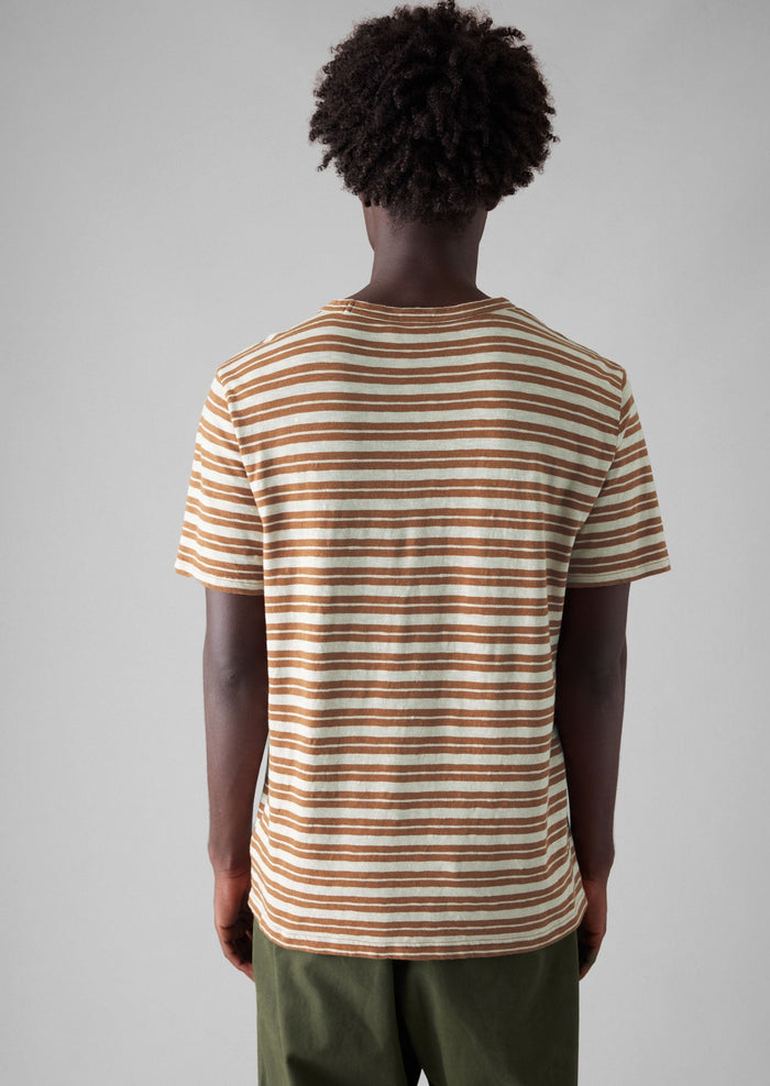 Theo Stripe Cotton Short Sleeve Tee | Ecru/Rust