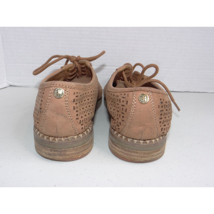 Tommy Hilfiger Raenay Tan Leather Perforated Oxford Lace Up Flats Shoes 6M7
