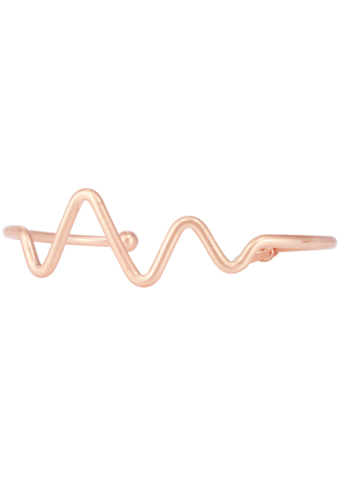 Erimish Twisted Desire Cuff Bracelet in rose gold with curved center design on open cuff festival bracelet — front view