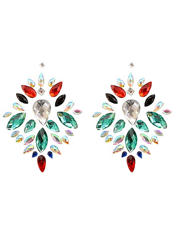 Leg Avenue Vega Jeweled Nipple Pasties in multicolor — detail view