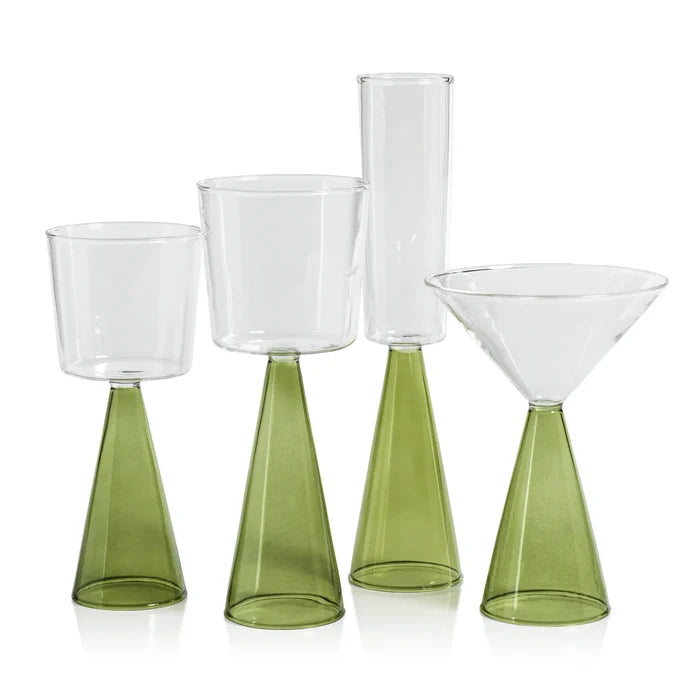 VENETO GLASS-GREEN-RED WINE GLASS (SET OF 4)