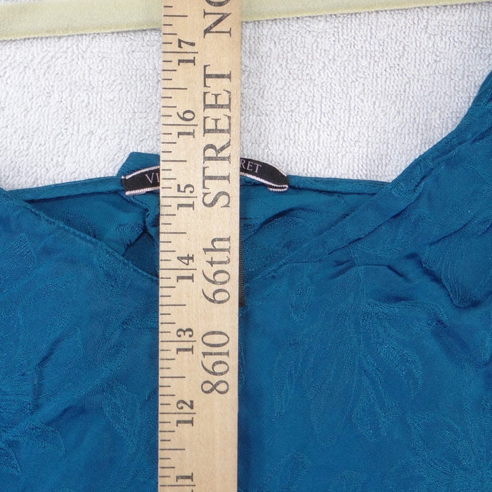 Victoria's Secret Teal Blue Floral Jacquard Camisole Top V Neck Large4