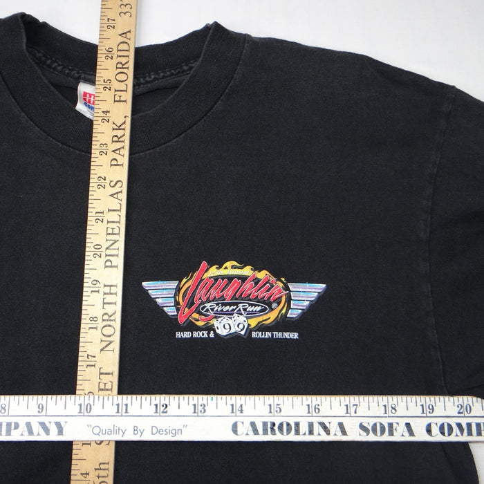 Vintage 1999 Laughlin River Run Biker T Shirt Mens Large Black Hanes 90s Rally5