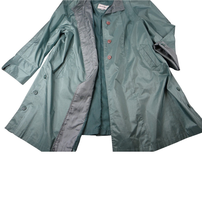 Vintage British Mist Teal Raincoat Women's Size 16 Trench Style Water Resistant7