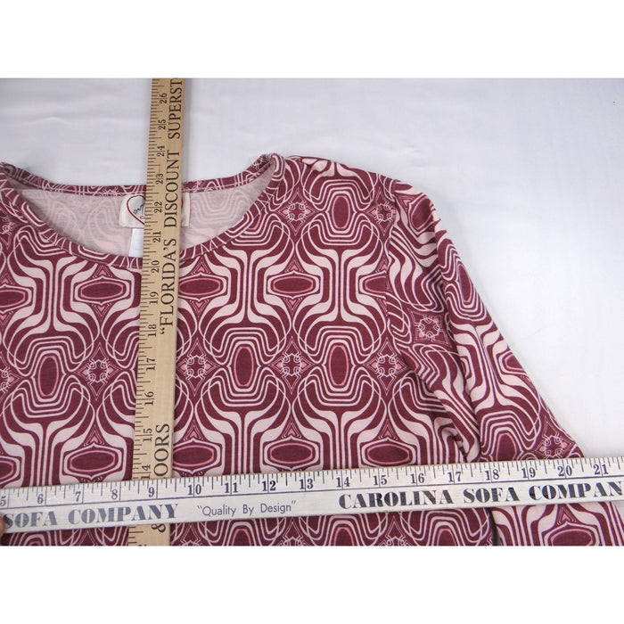 Vintage City Hearts Women's Burgundy Geometric Print Long Sleeve Top Size Medium3