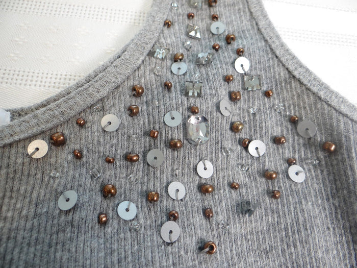 Vintage Denim & Co. Grey Embellished Tank Top4