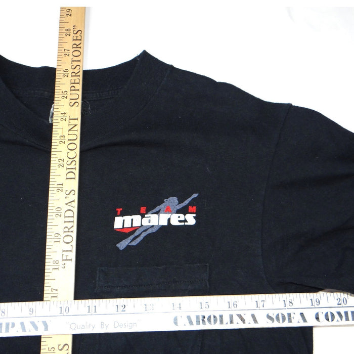 Vintage Mares Team Scuba Diver Graphic TShirt Mens L Black Short Sleeve Pocket4