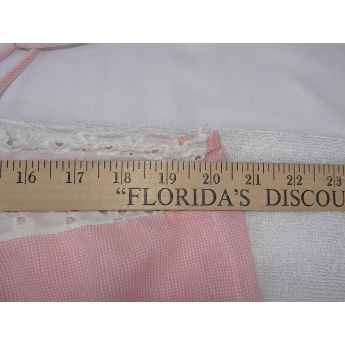 Vintage Pink Gingham Eyelet Lace Spaghetti Strap Nightgown Sleepwear 35383