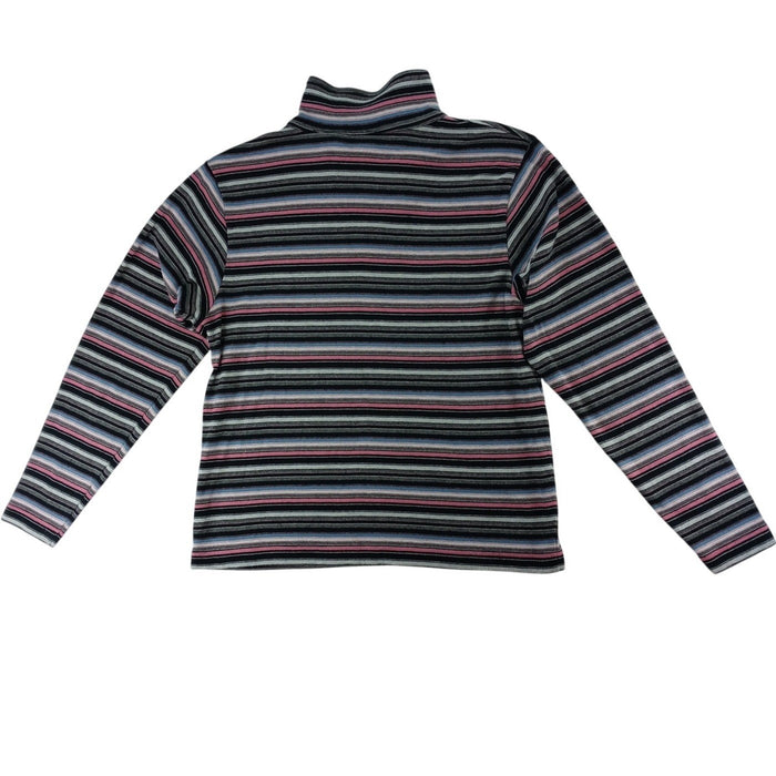 VTG Erika Striped Lace Up Collar Long Sleeve Womens Sz L Pink Black Gray Blue7
