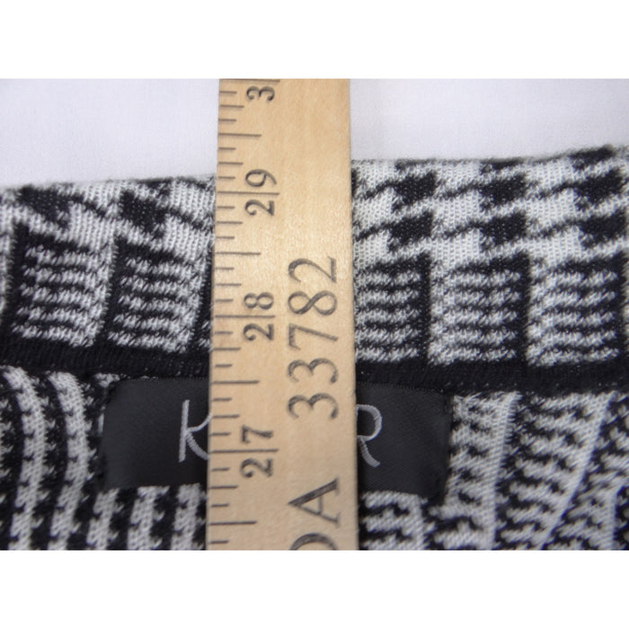 VTG Kasper Women Black White Houndstooth Plaid Open Front Cardigan Sweater Large4