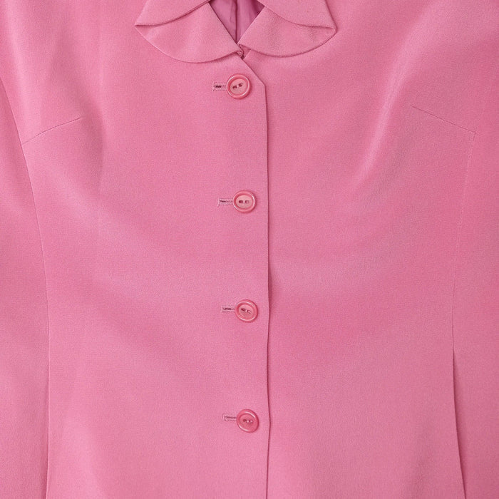 VTG Preston & York Silk Pink Blazer Skirt Suit Womens 12 Short Sleeve Tailored7