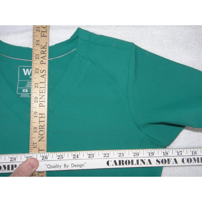 Wink W123 Women Scrub Top XS Teal Green V Neck Modern Fit Short Sleeve 33985