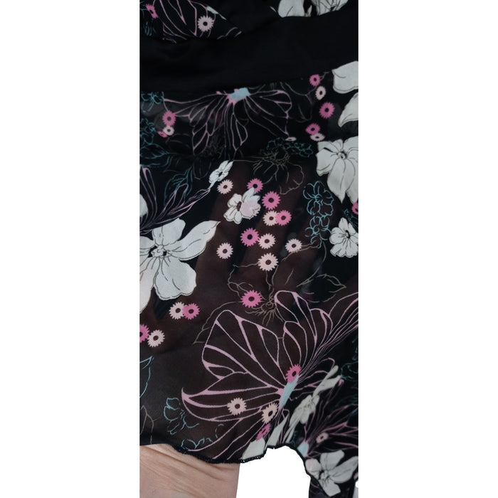 Y2k Black Floral Print Tank Flowy Handkerchief Hem Tank Top Women's Size Small7