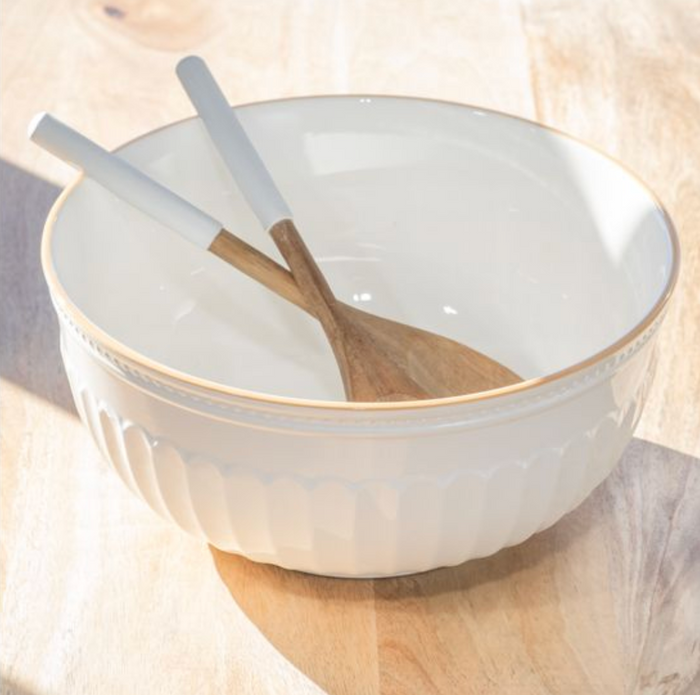 11.25" Ceramic Bowl with Utensils