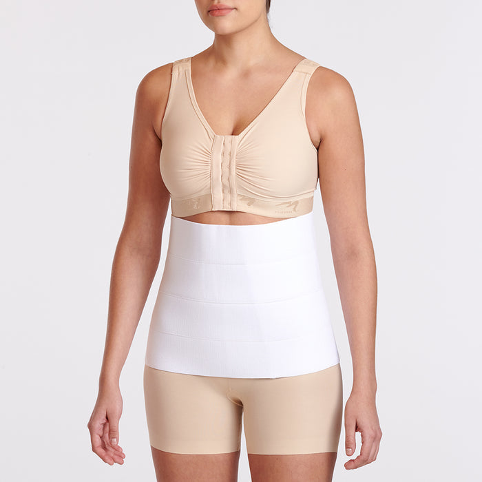 Marena Recovery style AB4X abdominal binder shown from the front on a female model.