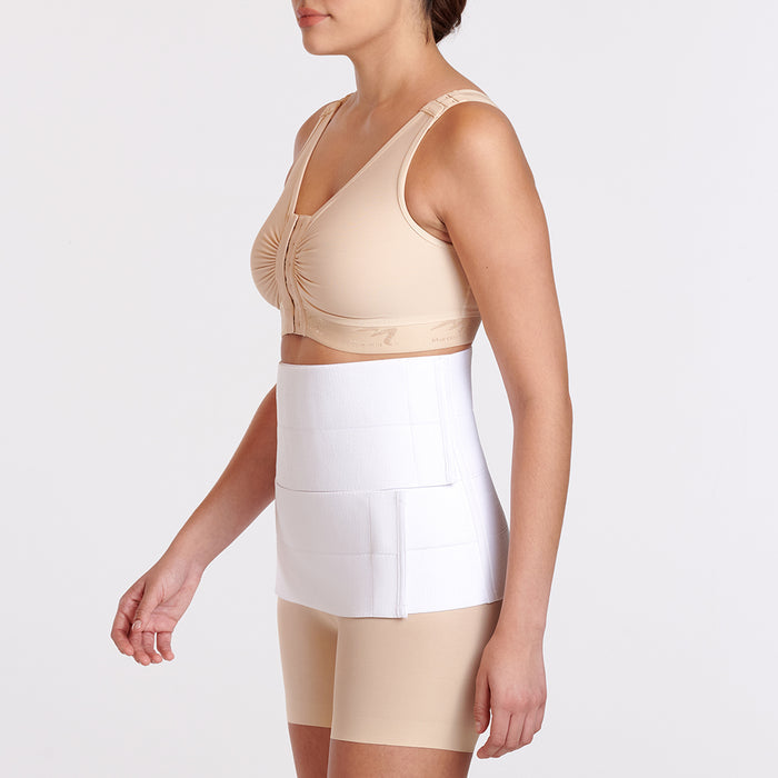 Marena Recovery style AB4S2 abdominal binder shown from the side on a female model.