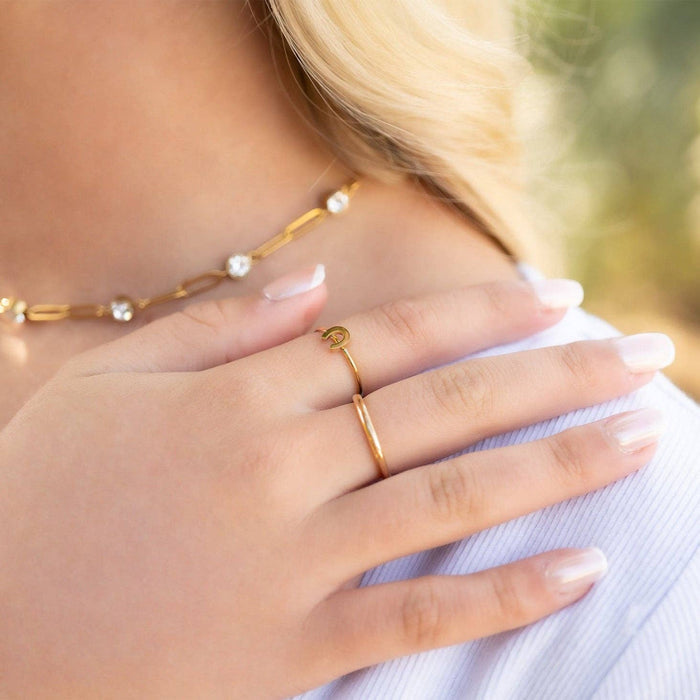 18K Gold PVD Stainless Steel Horseshoe Stacking Ring