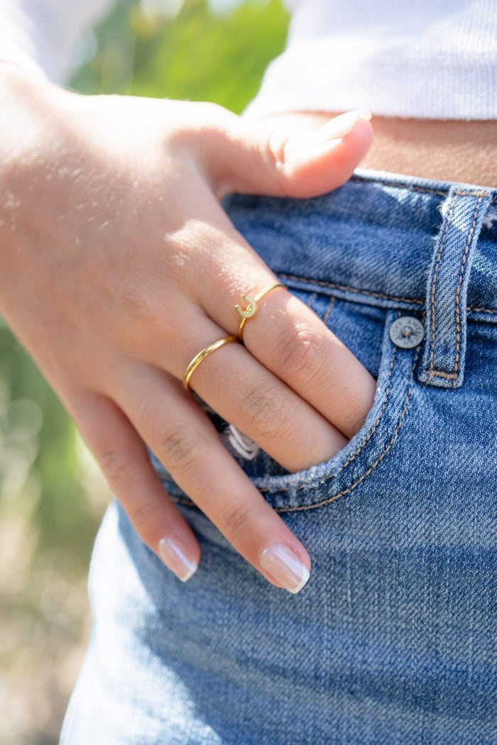 18K Gold PVD Stainless Steel Horseshoe Stacking Ring