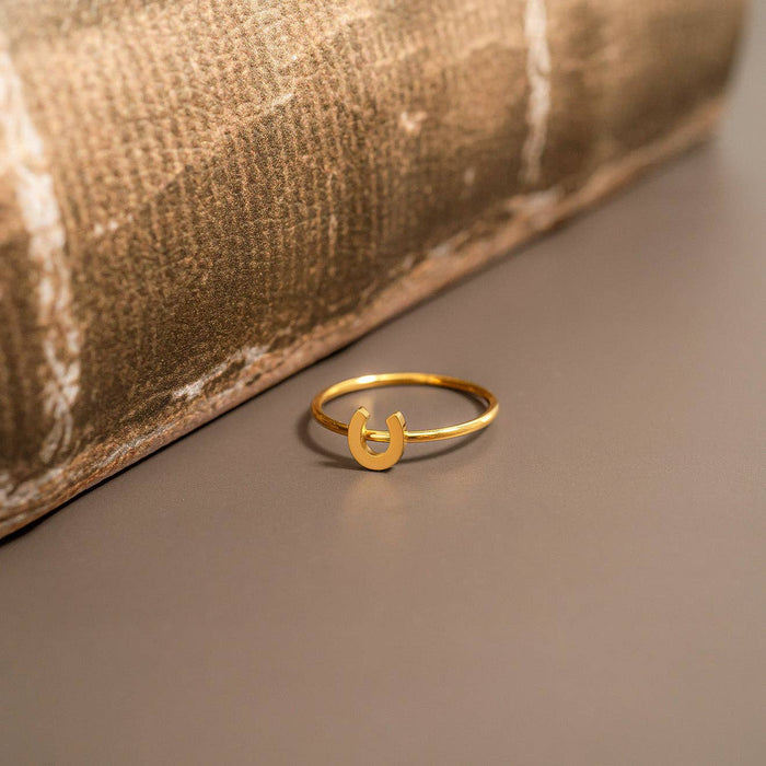 18K Gold PVD Stainless Steel Horseshoe Stacking Ring