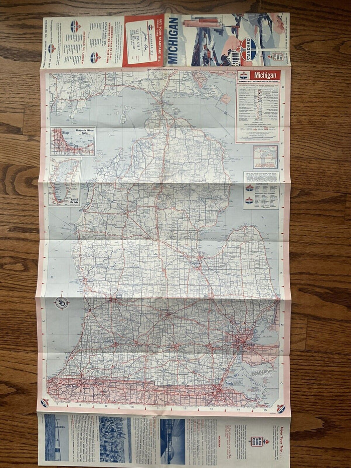1960s Standard Oil Michigan State Highway Transportation Travel Road Map
