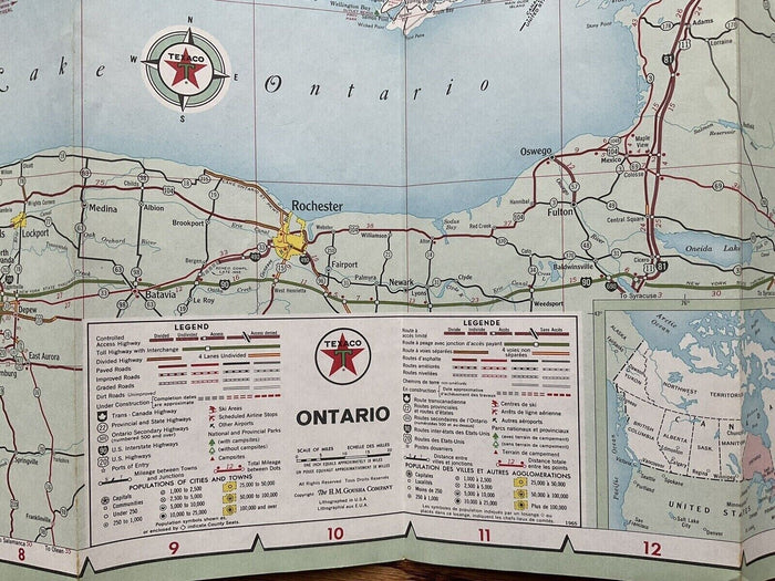 1965 Texaco Ontario Canada Highway Transportation Travel Road Map