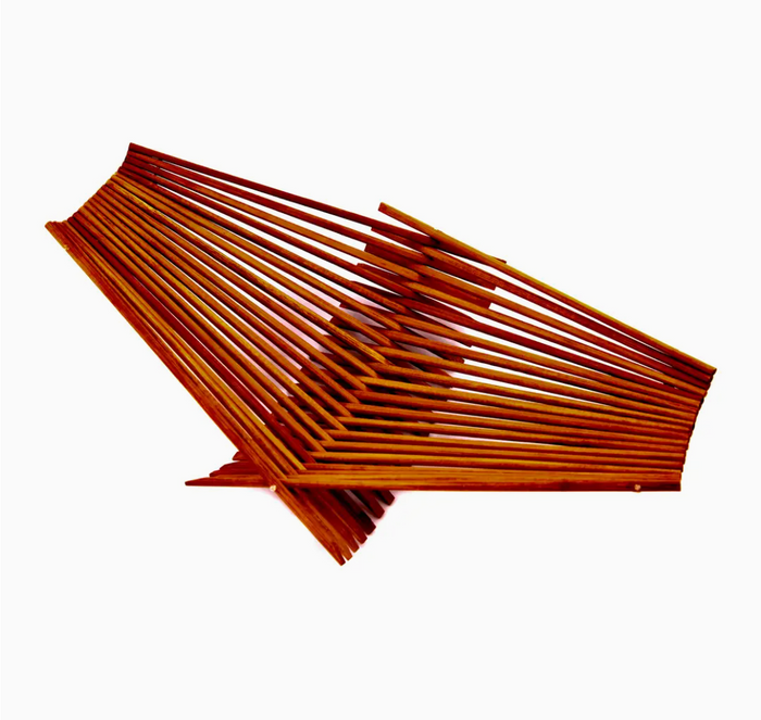 Folding bowl made with 20 pairs of upcycled chopsticks, dark tea stained color