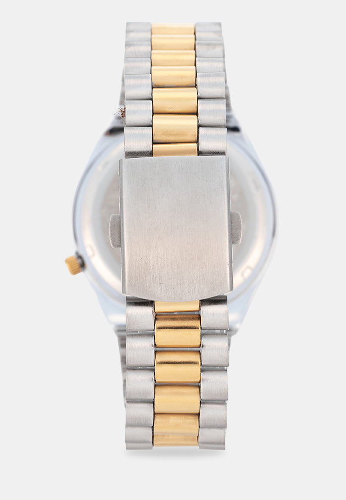 Valentino 20122584-TWO TONE-BLACK DIAL Analog Stainless Band Watch for Men-Watch Portal Philippines