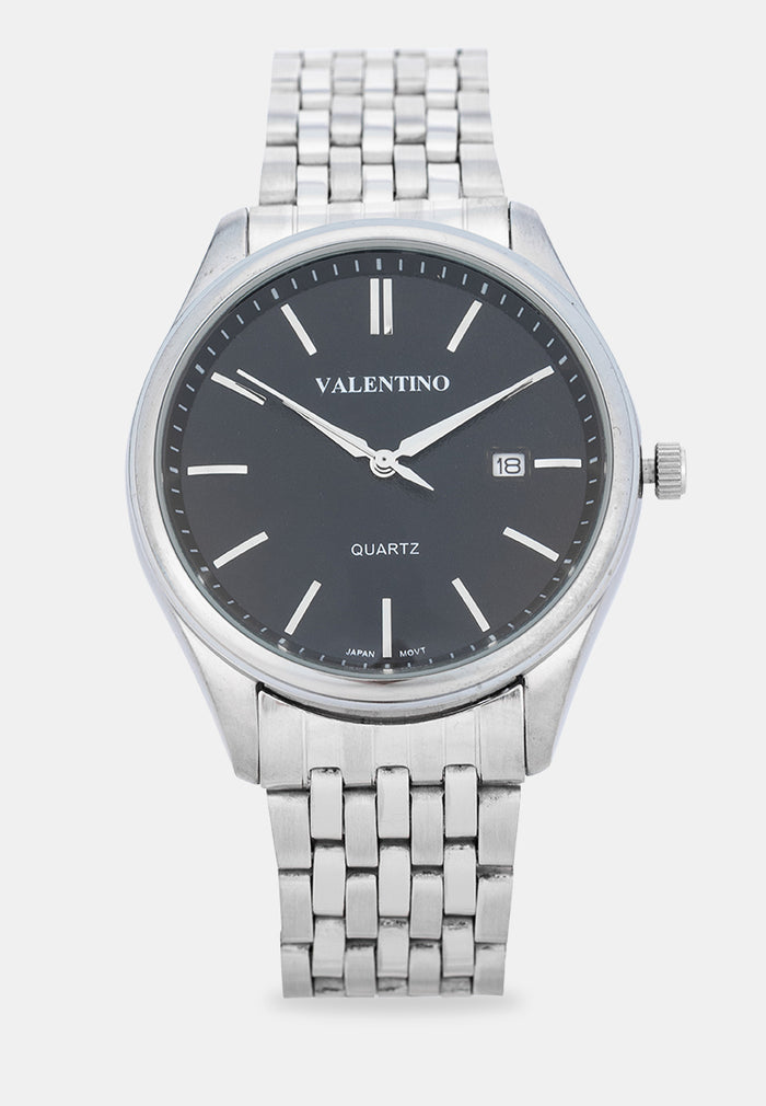 Valentino 20122586-BLACK DIAL Analog Stainless Band Watch for Men-Watch Portal Philippines