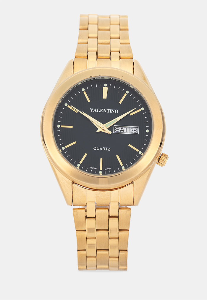 Valentino 20122590-GOLD-BLACK DIAL Analog Stainless Band Watch for Men-Watch Portal Philippines