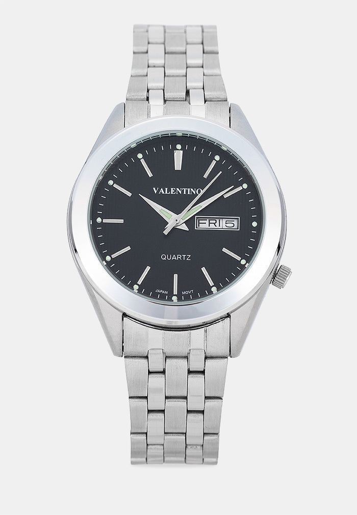 Valentino 20122591-BLACK DIAL Analog Stainless Band Watch for Men-Watch Portal Philippines