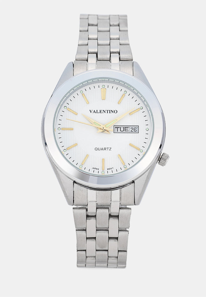 Valentino 20122591-WHITE DIAL-GOLD INDEX Analog Stainless Band Watch for Men-Watch Portal Philippines