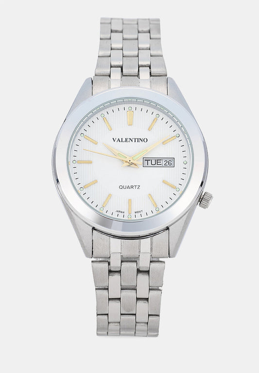 Valentino 20122591-WHITE DIAL-GOLD INDEX Analog Stainless Band Watch for Men-Watch Portal Philippines