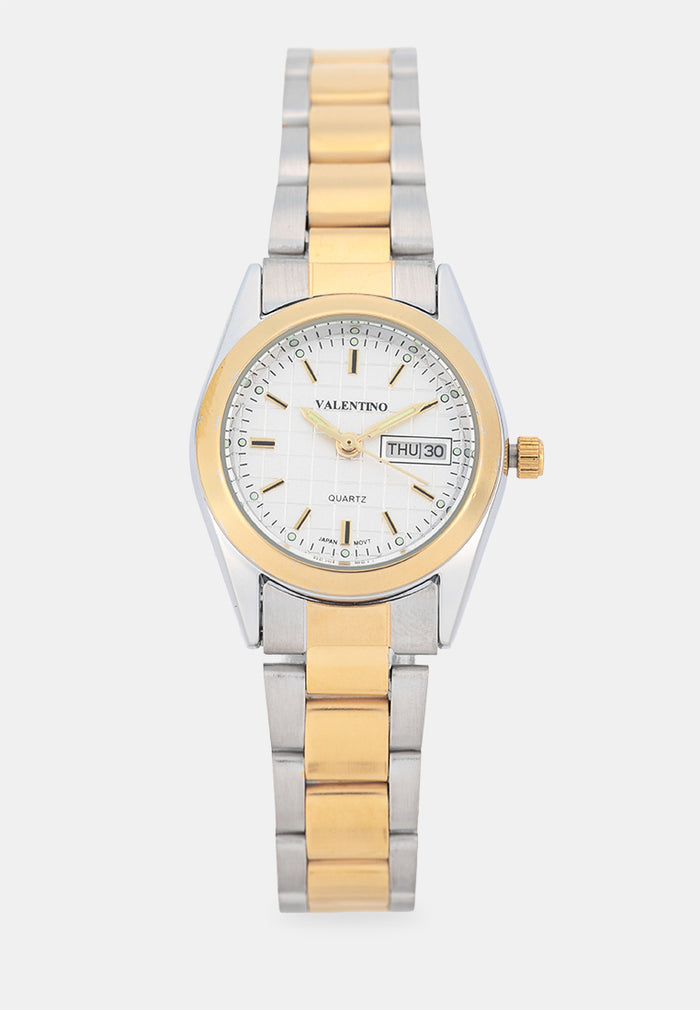 Valentino 20122592-TWO TONE-WHITE DIAL Analog Stainless Band Watch for Women-Watch Portal Philippines