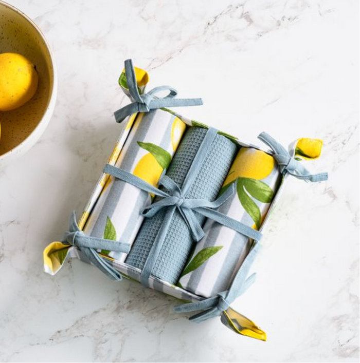 3 Piece Tray Lemon Towel Set