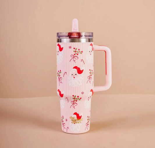 40oz Lifestyle Flip Straw Tumbler Holly Jolly Santa