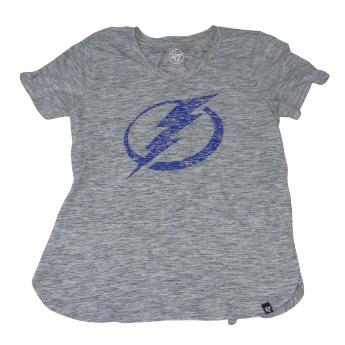 47 Brand Tampa Bay Lightning NHL Shirt Womens Small Gray Blue Space Dye Tee 39910