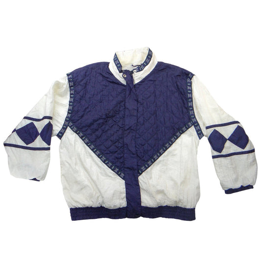 Active Horizon Vintage Windbreaker Jacket Navy White Quilted Colorblock XL0